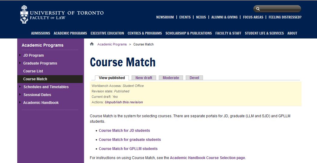 Image of Course Match page
